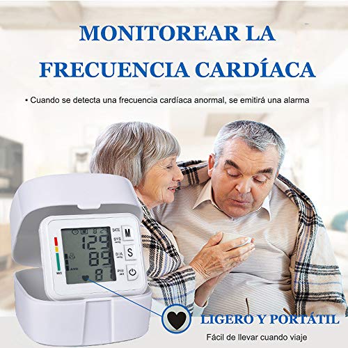 Lvozize Tensiómetro de muñeca, Tensiómetro Digital, Medidor Tension Arterial Aparato Tension Arterial Medición Precisa Con Gran Pantalla LCD/ Memoria (2x99) Regalo para Madres Padres