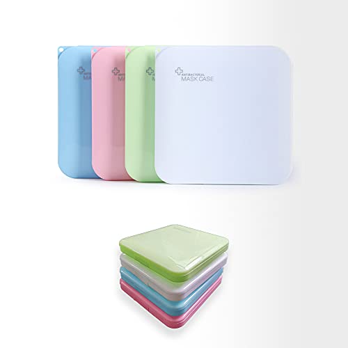 MAGIC SELECT 4 Estuches para Mascarillas Multicolor Mate, Caja para mascarillas de Almacenamiento contra el Polvo y la Suciedad. Colores Verde, Azul, Rosa y Blanco.