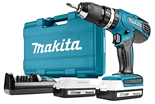 Makita HP457DWE10 Taladro percutor 2x18 V 1,3Ah Li, maletin y 74 accesorios incluidos