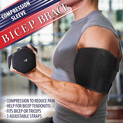 Manga de compresión para tendinitis de bíceps, soporte muscular para tríceps y bíceps para aliviar el dolor de tendinitis en la parte superior del brazo o cepas de bíceps (bicep de 11 a 18 pulgadas)