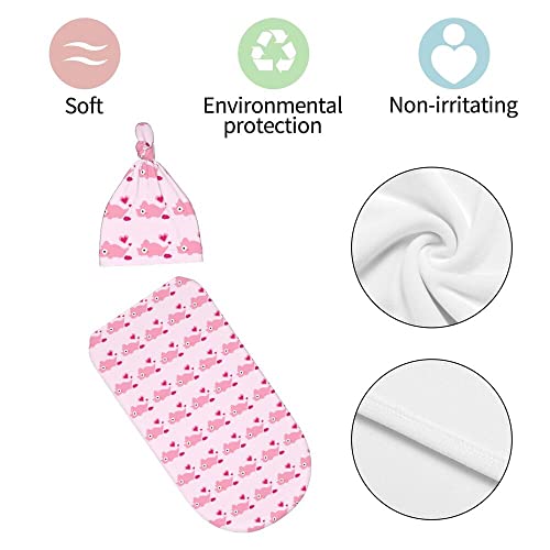 Manta Envolvente para recién Nacidos con Juego de Gorro, Saco Capullo elástico Suave para bebés de 0 a 6 Meses y niñas, Manta Envolvente para recién Nacidos, Mantas receptoras, paño para eructar