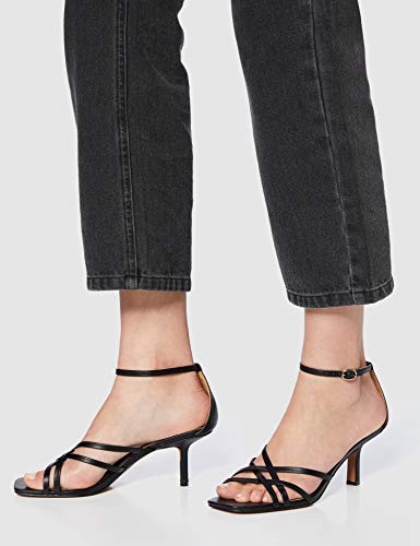 Marca Amazon - Find. Sandalias abiertas Barely There para mujer, color Negro, talla 39 EU