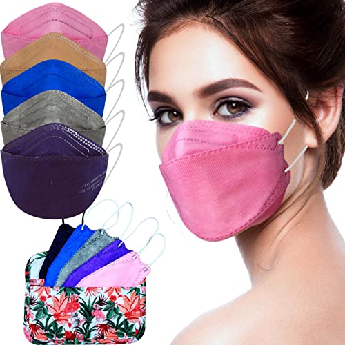 Mascarilla FFP2 Colores, Pack de 10x Mascarillas FFP2 NR de Colores Homologadas 5 Capas Forma 3D Tipo Pez + Mask Case Color Aleatorio