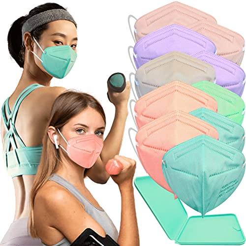 Mascarilla FFP2 Colores, Paquete de 10x Mascarillas Deportivas FFP2 NR de Colores Estampadas Homologadas 5 Capas +1 Estuche Porta mascarillas Color Aleatorio (MODELO MUJER)(1)