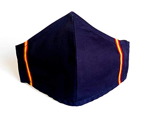 Mascarilla Higiénica multifunción, lavable, con sujeción a la cabeza salva orejas, algodón, tallaje adulto,MA02.AE2 AZUL BANDERA ESPAÑA 2 CINTAS