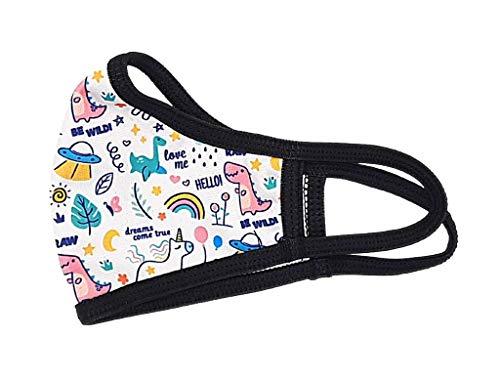 Mascarilla higiénica rosa niña con estampado de dinosaurios, de tela reutilizable, unisex, talla niños