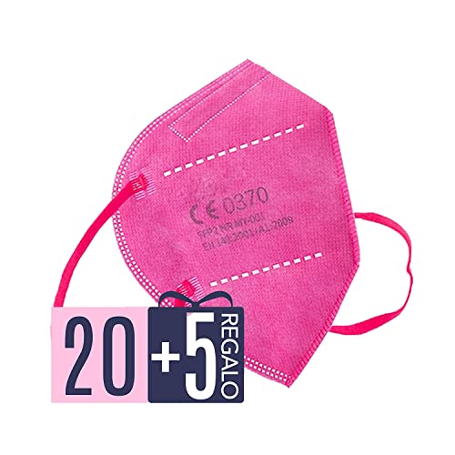 Mascarillas FFP2. 20 + 5 de Regalo. Mascarillas ultra protección. 5 capas. Homologada. Certificado CE EN149:2001+A1:2009 FFP2 NR. Caja 20 + 5 Unidades de REGALO. PACK PAULA ALONSO (25 ROSAS)