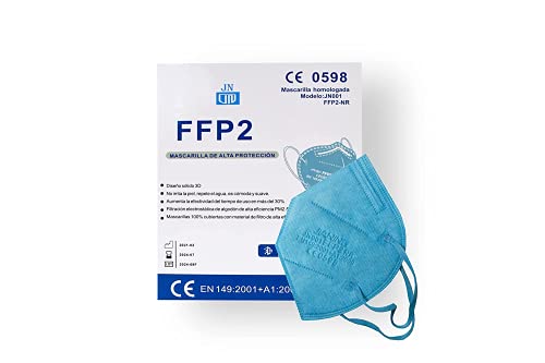 Mascarillas FFP2 Desechables colores 20 pcs Homologadas de 5 Capas de Filtro,Sin válvula Certificado Alta eficiencia Filtración Bacteriana Marcado CE 0598 - EU. (A Claro 20 UND)