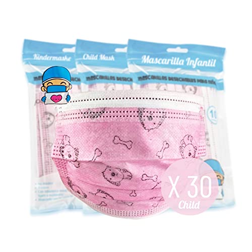 Mascarillas Higiénicas Infantiles Niños Colores Pack de 30 Unidades, Desechables, Homologados. (C6)