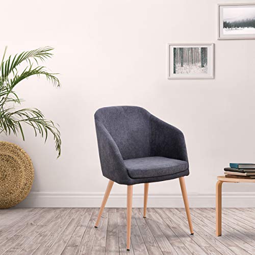 Mc Haus LARA - Sillón Butaca para Salón, Comedor o Habitación, Acolchado, Gris Antracita