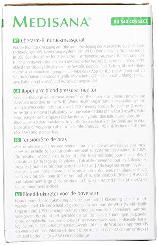 Medisana BU 540 Connect Antebrazo 2 Usuario(s) - Tensiómetro (Antebrazo, Blanco, 2 Usuario(s), AA, 1,5 V, 150 mm)