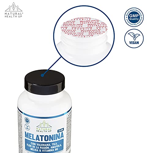 Melatonina 1,9 mg para ayudar al descanso – Melatonina con pasiflora, valeriana, tila, amapola californiana y vitamina B6 para mejorar la calidad del sueño – 90 cápsulas vegetales –100% vegano