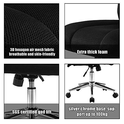 Mingfuxin Silla de oficina sin brazos, silla de escritorio de computadora con respaldo alto, altura ajustable y asiento de malla, silla giratoria ejecutiva para oficina en casa (espalda)