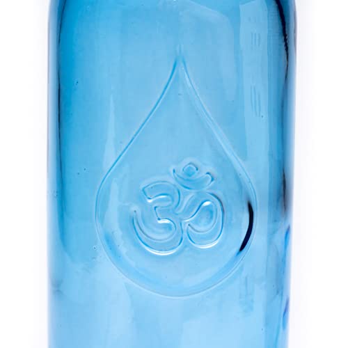 Mini botella de agua OmWater 0,5 L - Vidrio Reciclado Libre de Metales Pesados, Tapon ecologico, Bolsa de Algodon 100% organico