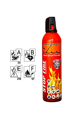Mini extintor STOP FIRE. Extintor para casa, coche, taller, oficina, caravana, jardin, etc. NO es tóxico ni irritante. Fácil de limpiar. No necesita revisiones