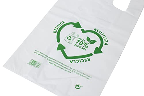 Mini Home MH Bolsas plasticas,bolsas camiseta,Tipo Camiseta Resistentes,Reutilizables y Recicladas Tamaño 70% Recicladas Cumple Normativa Aptas uso Alimentario (30X40 120 UDS)