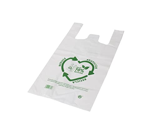 Mini Home MH Bolsas plasticas,bolsas camiseta,Tipo Camiseta Resistentes,Reutilizables y Recicladas Tamaño 70% Recicladas Cumple Normativa Aptas uso Alimentario (30X40 120 UDS)
