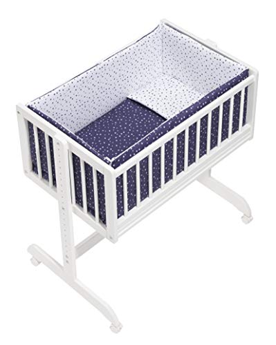 MINICUNA COLECHO COMPLETA. Incluye: Edredon desmontable con relleno + Cojín almohada + 2 Protectores con cremallera + Colchón minicuna + 4 ruedas con freno