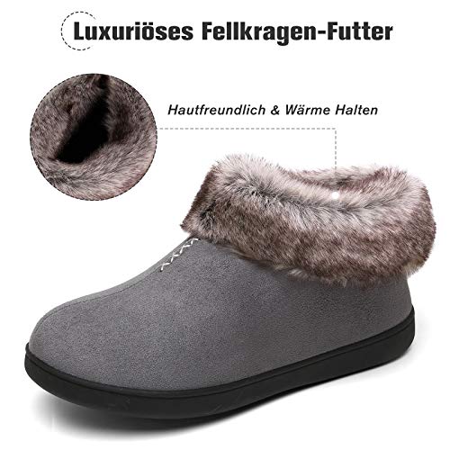 Mishansha Pantuflas Mujer Zapatillas de Estar por Casa Mujer Invierno Antideslizantes CáLido Cómodas Zapatillas Casa Gris Gr.39