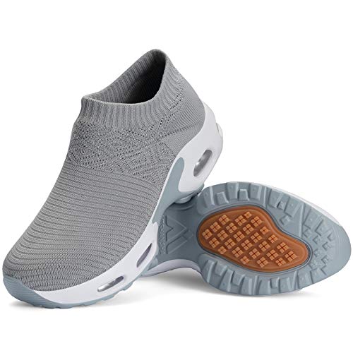 Mishansha Zapatillas Mujer Deporte Gimnasio Zapatos Mesh Ligero Bambas para Andar Correr Casual Sneakers Gris C N, Gr.36 EU