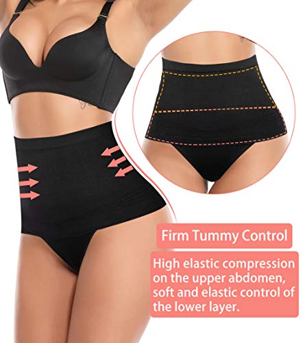 MISS MOLY Tanga Faja Reductora Cintura Alta para Mujer Invisible Braguita Moldeadora Braga Adelgazante Abdomen Ropa Interior sin Costuras Vientre Plano
