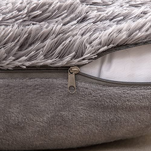 MIULEE Juego de 2 Cojines Protectores Faux Fur Throw Funda de cojín Deluxe Home Decorativo Cuadrados y Suaves Cojines PeloPara la Hogar Sofá Cama del24 x24 Inch 60x60cm Gris