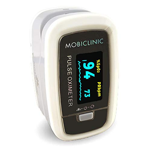 Mobiclinic, Pulsioxímetro de dedo, PX-01, Pantalla OLED, Frecuencia cardíaca, Gráfico de barras, Marca Española, Medidor de oxígeno en sangre, Portátil, Fácil de usar, Ligero, Preciso, Color Plata