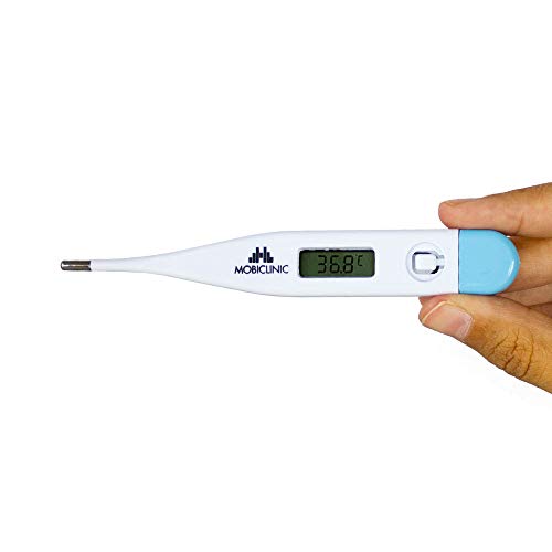Mobiclinic, TH-02, Termómetro digital, Marca Española, Rígido, Alta precisión, Ligero, Fácil de transportar, Marcado CE, Termómetro digital, Medición de temperatura vía oral, Rectal y axilar