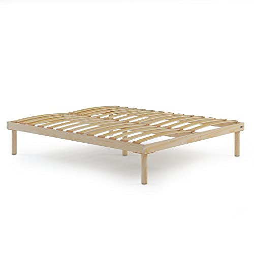 MOBILI FIVER, Somier Cama Matrimonio francés 140x190cm con Listones de Madera, Altura Total 26 cm, Contrachapado de Abedul, Made in Italy