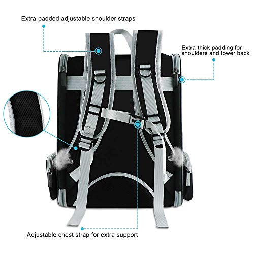 Mochila Portador para Mascotas Perro Gatos - Bolsa Transporte de Malla Plegable Transpirable y Espaciosa con Estructura de Alambre, Transportin Estable para Viaje Uso Diario Aprobada por Aerolínea