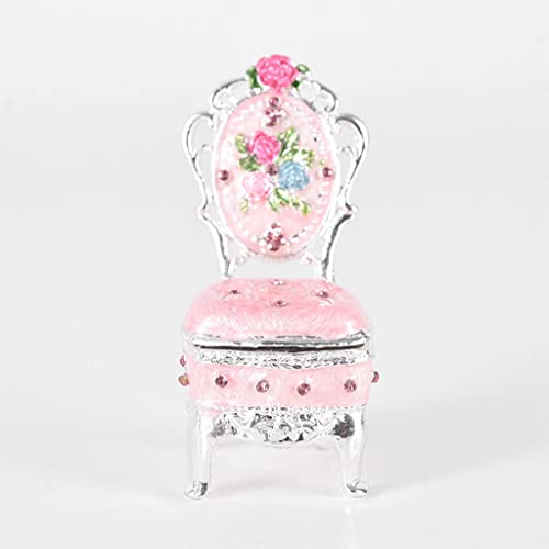 Moosunsa Joyero en forma de silla – 17 cm/6,69 en esmalte Joyero en forma de silla, decoración de mesa pintada a mano, estilo vintage
