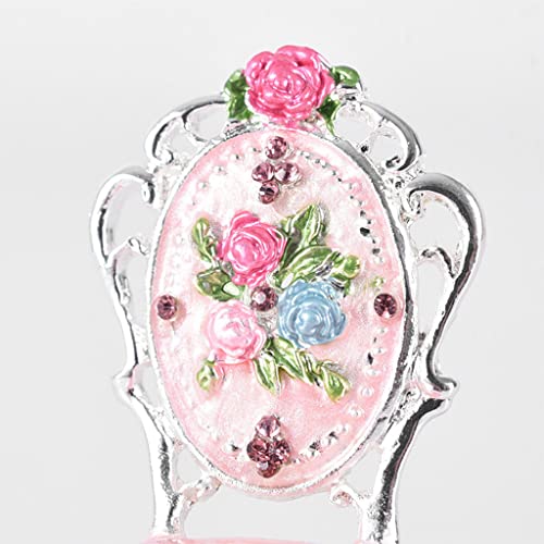 Moosunsa Joyero en forma de silla – 17 cm/6,69 en esmalte Joyero en forma de silla, decoración de mesa pintada a mano, estilo vintage