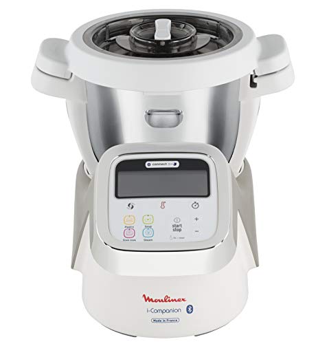Moulinex i-Companion HF9001 - Robot de cocina Bluetooth 13 programas y 6 accesorios, capacidad 6 personas, incluye cuchilla picadora, batidor, mezclador, amasador, triturador y cesta de vapor