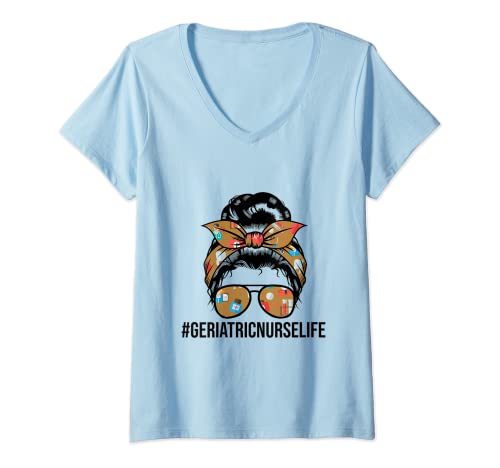 Mujer Enfermera geriátrica vida Enfermería gerontológica Camiseta Cuello V