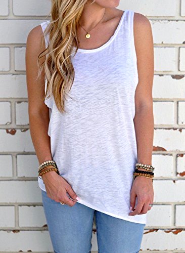 Mujeres Backless Sleeveless Tank Top con Espalda Abierta Nudo Casual Shirt Tee (Blanco, M :38/40)