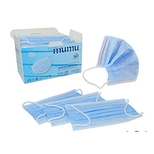 MUMU PACK DE 50 MASCARILLAS QUIRÚRGICAS Desechables Tipo IIR BFE ≥ 98% MASCARILLA QUIRÚRGICA Homologadas
