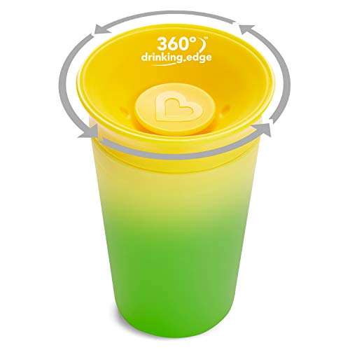 Munchkin 051868 - Munchkin Vaso para sorber que cambia de color Miracle 360°, 266 ml/9 oz, Amarillo, unisex