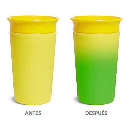 Munchkin 051868 - Munchkin Vaso para sorber que cambia de color Miracle 360°, 266 ml/9 oz, Amarillo, unisex