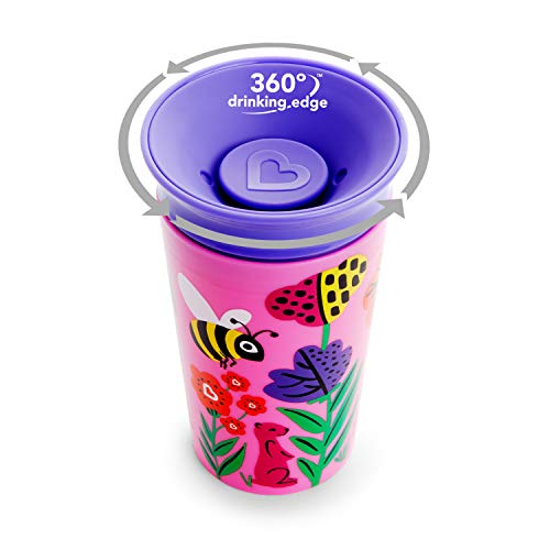 Munchkin Miracle 360 grados Wildlove - Vaso Antiderrames, Set de 2, Abeja/Lémur, 266 ml