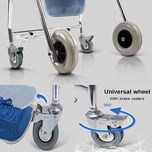 MY1MEY Commode Chair Toilet Silla de Ruedas Adult Comfort Silla Plegable Silla de baño móvil Silla de baño portátil -180kg / 397lb
