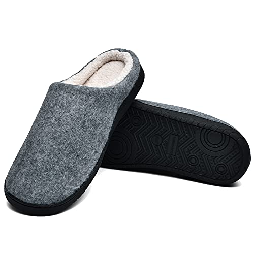 NAITOKE Zapatillas Casa Hombre Antideslizante de Interior y Exterior Pantuflas,Confortable Pantuflas Hombre De Forro Polar Suave,gris,42/43 EU