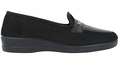 Natalia - Zapatillas de Mujer Rejilla Negro Zapato - Negro, 38
