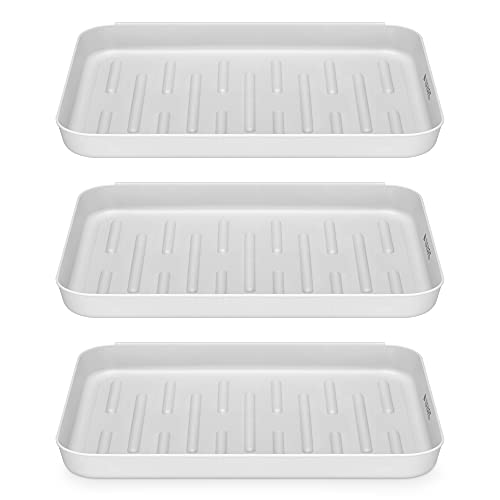 Navaris Bandejas para Zapatos - Set de 3X Bandeja para secar Calzado - Bases escurridoras de Goteo con Borde Elevado - 35 x 27 x 2.5 CM - Gris