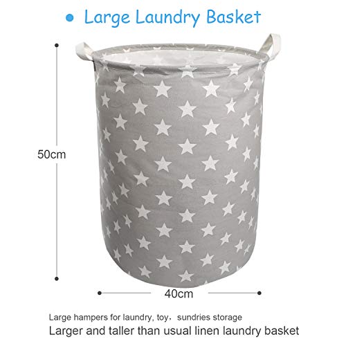 NEWSTYLE Cesto para la Colada,Plegable Cestas de Ropa Impermeable Algodón de Lino Bolsas Almacenamiento para Colada Tela Grande Cestos con Asa Cordón para Juguete Ropa Sucia