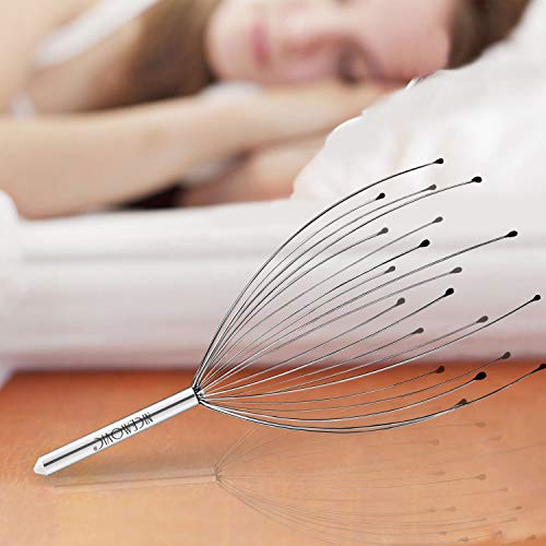 NICEMOVIC Masajeador de cabeza con 20 dedos de masaje, Manual Masaje y relajación circulación, araña para el cabello Masajeadores del cuero cabelludo(Colores aleatorios)
