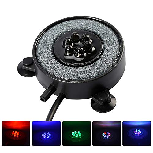 NICREW Acuario Aire Piedra, Burbujas Acuario Luces Sumergibles para Peces, Luz del Acuario Cambio de Color Automático Decoración de LED Luces Sumergibles con Filtro para Burbujas