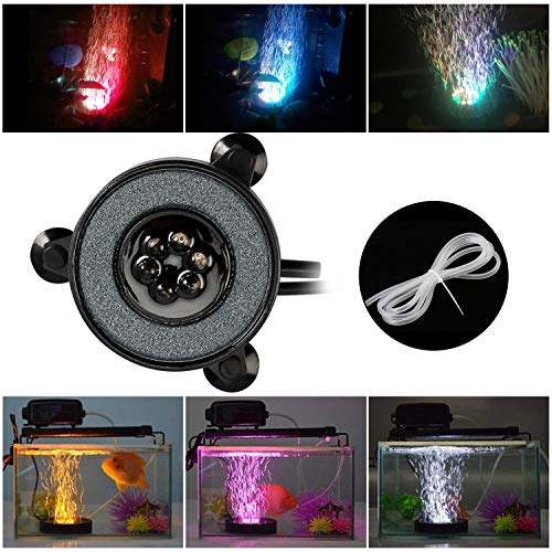 NICREW Acuario Aire Piedra, Burbujas Acuario Luces Sumergibles para Peces, Luz del Acuario Cambio de Color Automático Decoración de LED Luces Sumergibles con Filtro para Burbujas