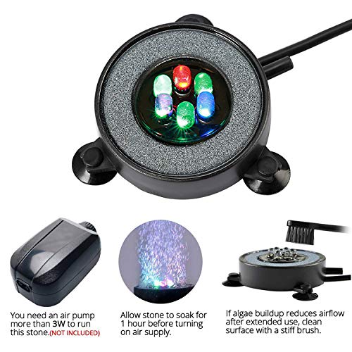 NICREW Acuario Aire Piedra, Burbujas Acuario Luces Sumergibles para Peces, Luz del Acuario Cambio de Color Automático Decoración de LED Luces Sumergibles con Filtro para Burbujas