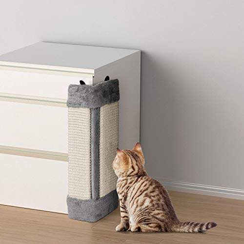 Nobleza – Rascador de Gatos para Esquina de Pared. Afilador de Garras de sisal. Color Gris, L41 * W24 * H2.5CM