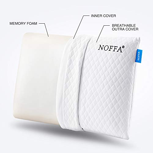 NOFFA Almohada Baja Altura Adultos, Almohada Fina Viscoelastica 60 cm Cervicales Dormir Boca Abajo, Almohada Plana Delgada Cervical Niños Adolescente